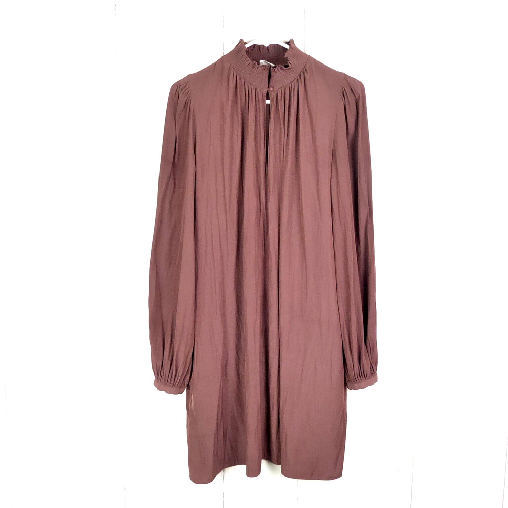 Wilfred Aritzia Dress Womens SZ M Long Sleeve Smock Neck Crepe Delicate Evening